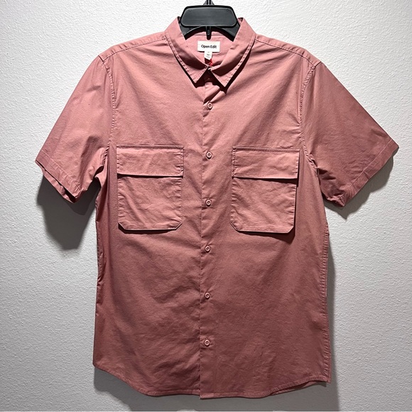 OPEN EDIT Stretch Short Sleeve Button-Up Utility Shirt - Picture 2 of 6